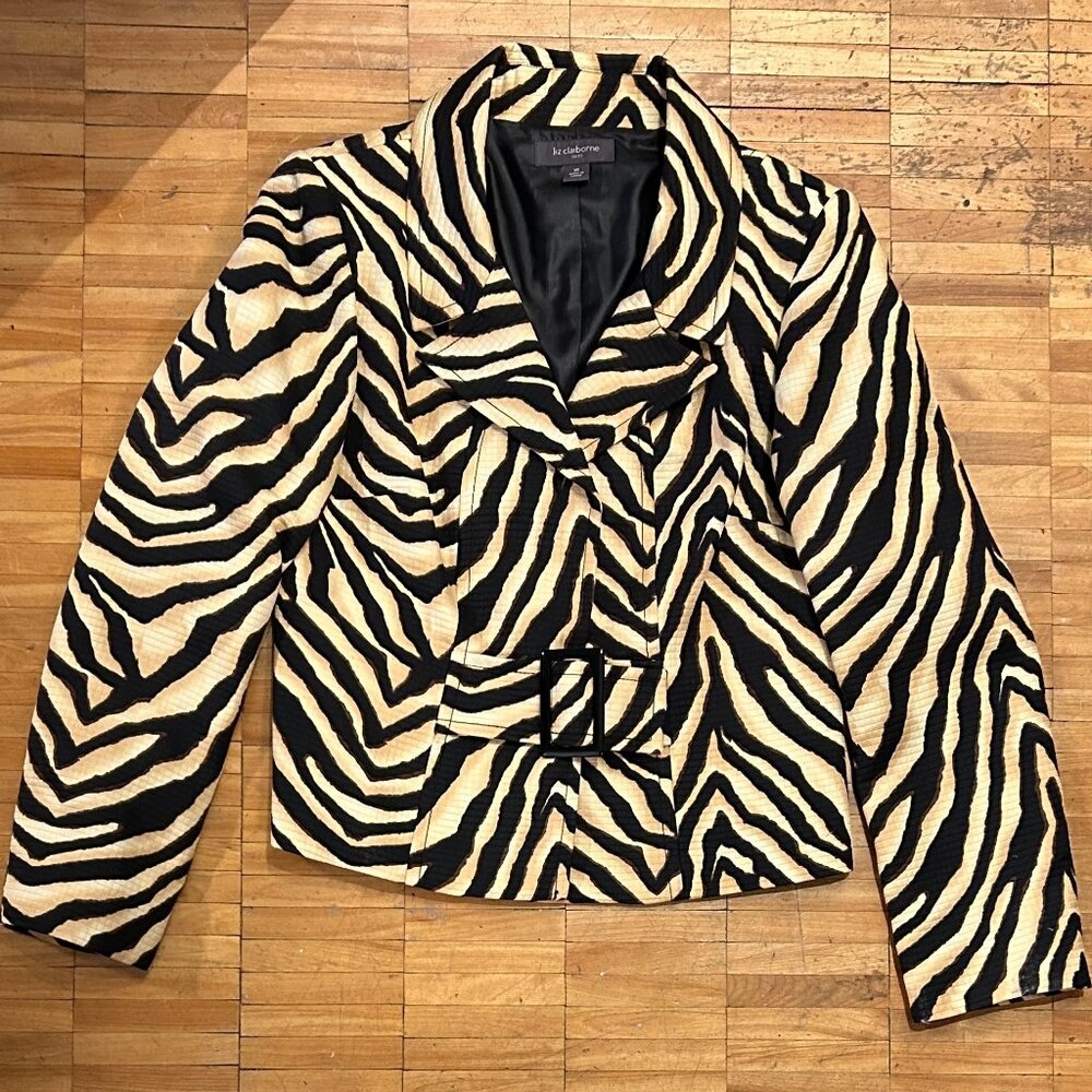 LIKE NEW ZEBRA PRINT TAILORED JACKET BY LIZ CLAIBORNE SIZE 10